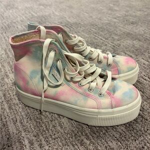 Superga Women's High-Top Sneakers in Pastel Pink, Blue, Cream Tie-Dye